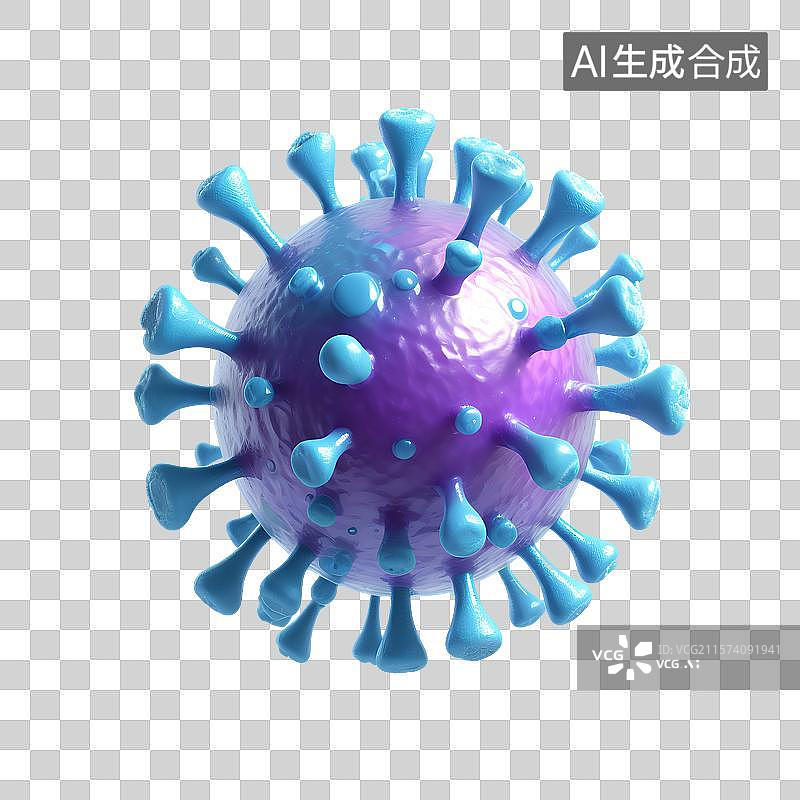 【AI数字艺术】3D渲染，流感病毒，病原体，冠状病毒，传染病医疗保健免抠元素图片素材