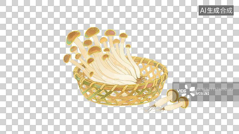 【AI数字艺术】一篮子的蘑菇插画元素图片素材