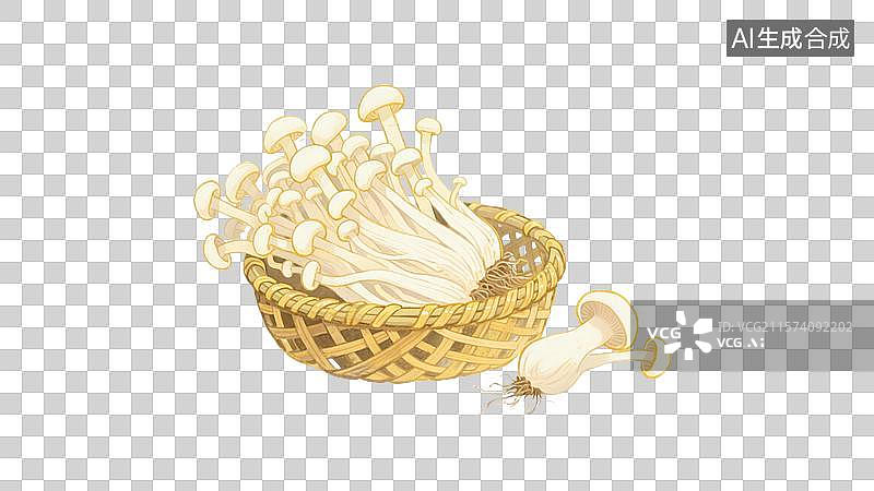 【AI数字艺术】一篮子的蘑菇插画元素图片素材