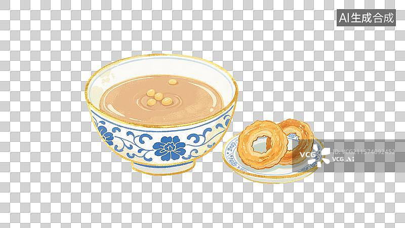 【AI数字艺术】洋葱卷和一碗豆汁图片素材