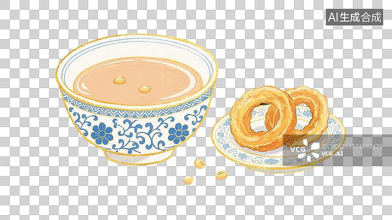 【AI数字艺术】洋葱卷和一碗豆汁图片素材