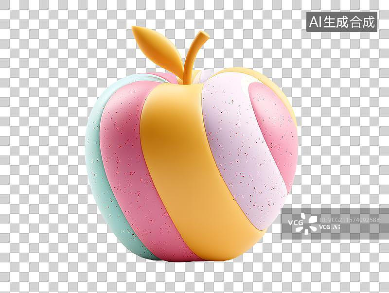 【AI数字艺术】【免抠png素材】一颗3D卡通苹果图片素材