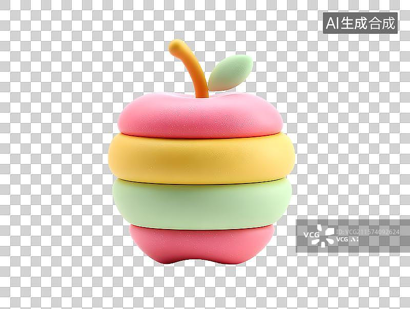 【AI数字艺术】【免抠png素材】一颗3D卡通苹果图片素材