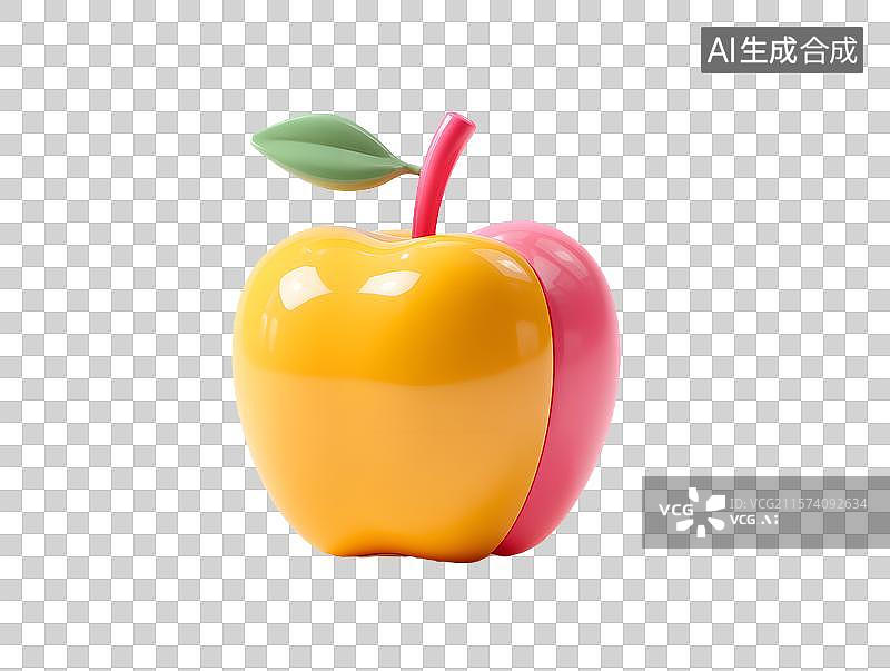 【AI数字艺术】【免抠png素材】一颗3D卡通苹果图片素材