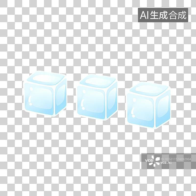 【AI数字艺术】手绘插画，蓝色冰块，夏天免抠元素图片素材