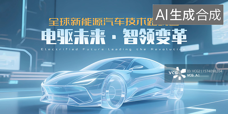 【AI数字艺术】新能源汽车活动会议展板图片素材