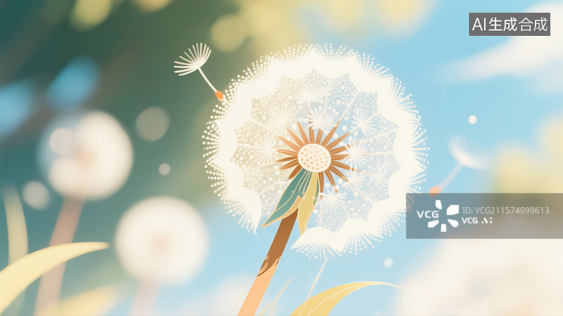 【AI数字艺术】蒲公英花朵插画图片素材