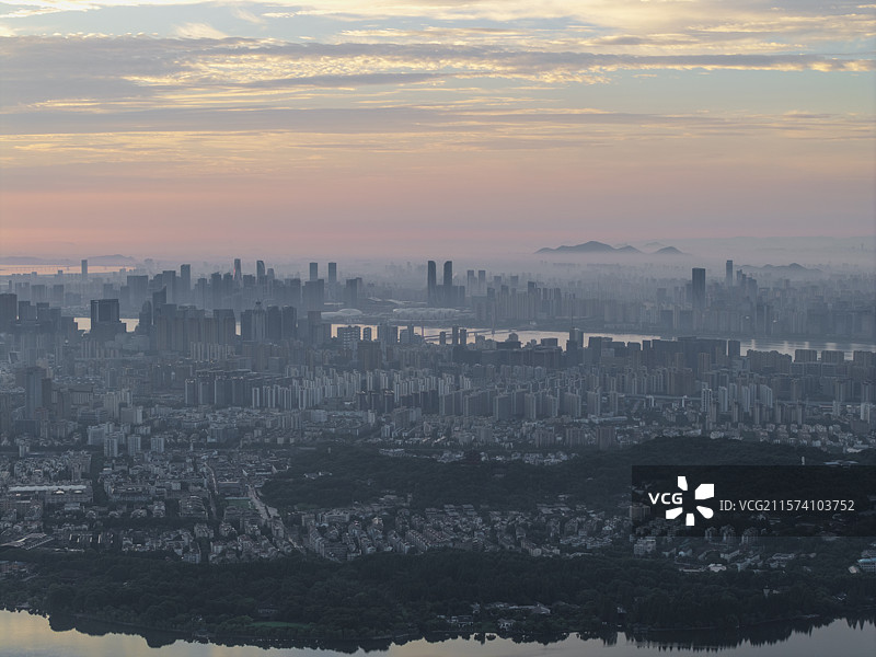 杭州城市风光航拍图片素材