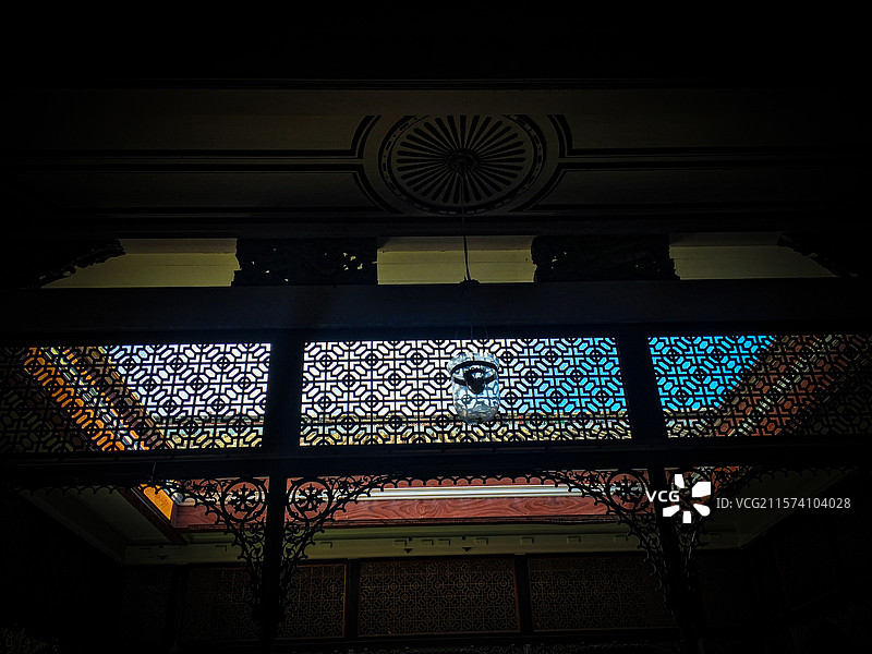 马来西亚槟城乔治城蓝屋花窗天井 东南亚建筑图片素材