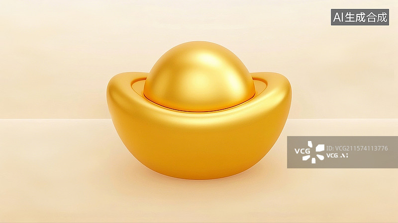 【AI数字艺术】3D金色元宝图片素材