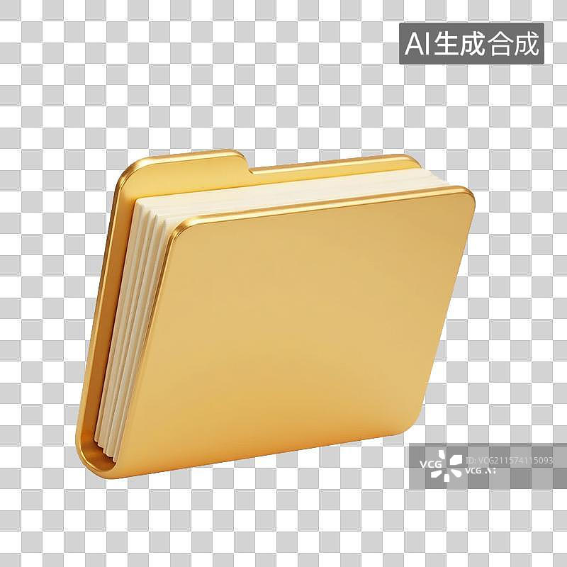 【AI数字艺术】3D金色文件图标图片素材