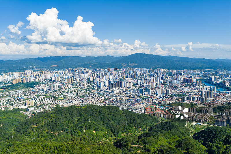 怀化市鹤城区城市全景鸟瞰航拍图片素材