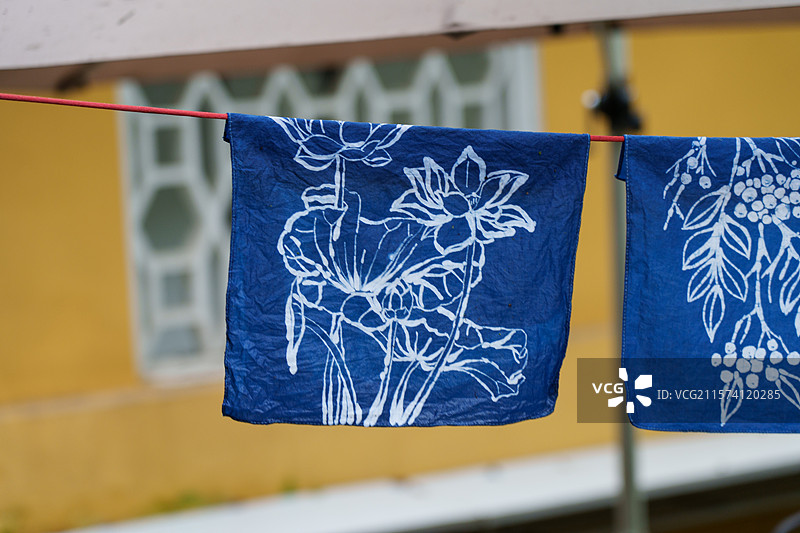 非遗文化传统染布 草木染 蓝染 扎染图片素材