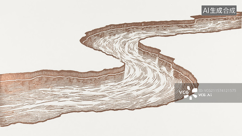 【AI数字艺术】一条河流版画插画传统文化教育书籍封面配图水资源保护世界环境保护日图片素材