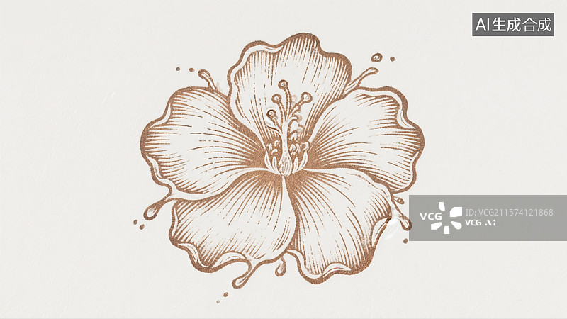 【AI数字艺术】晨露水滴花朵版画插画传统文化教育书籍封面配图商业包装设计装饰元素图片素材
