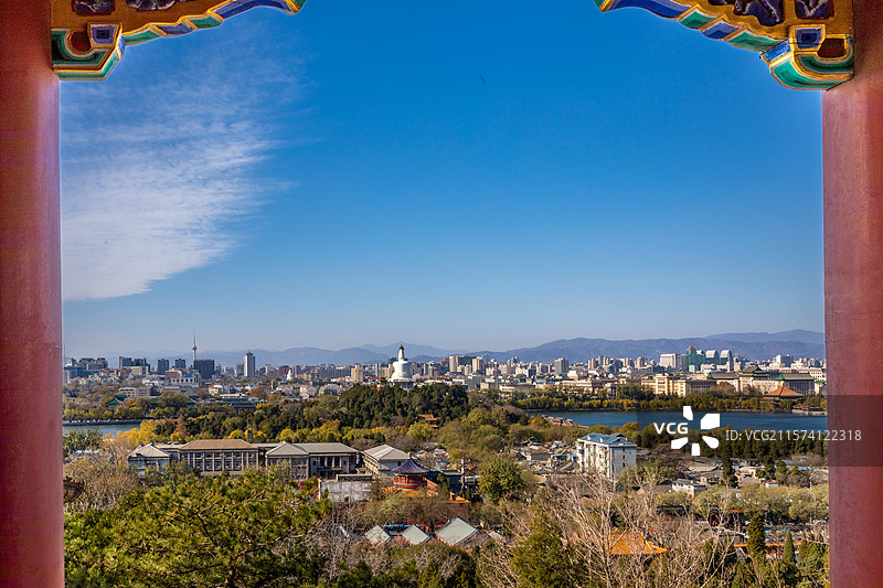 北京景山公园北海公园白塔中央电视塔景色图片素材