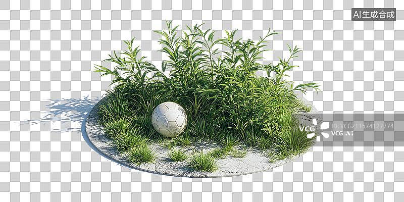 【AI数字艺术】圆形草坪上的足球商业背景奥林匹克精神与体育健身全民运动团队竞技书籍封面透明元素图片素材