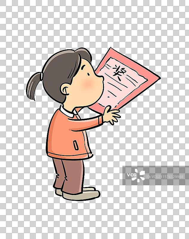 手拿着奖状的小学生图片素材