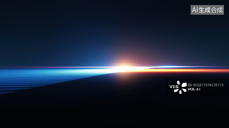 【AI数字艺术】地平线上的日出光芒图片素材