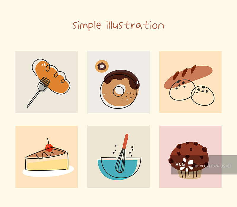 插图，面包，咖啡馆，甜点图片素材