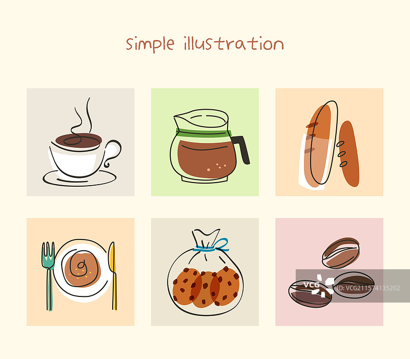 插图，面包，咖啡馆，甜点图片素材