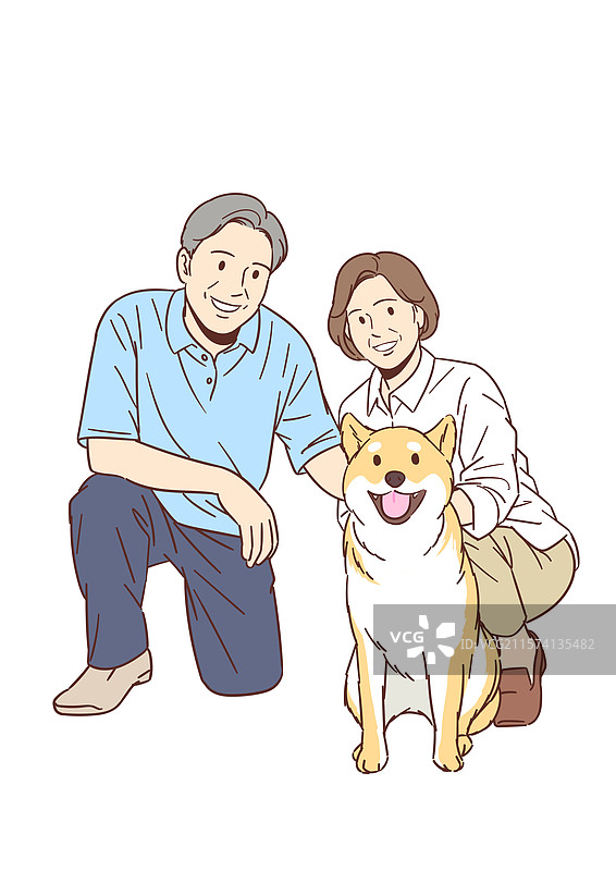 宠物，陪伴，伴侣动物，主人，柴犬，老年，银色生活，老年夫妇图片素材