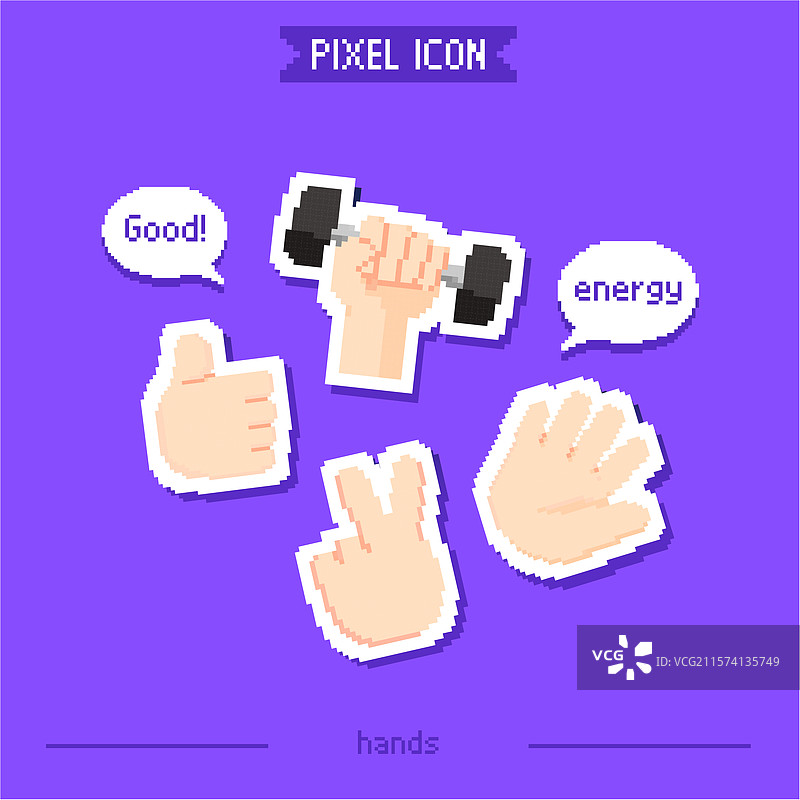 矢量图标集，贴纸，像素艺术图片素材