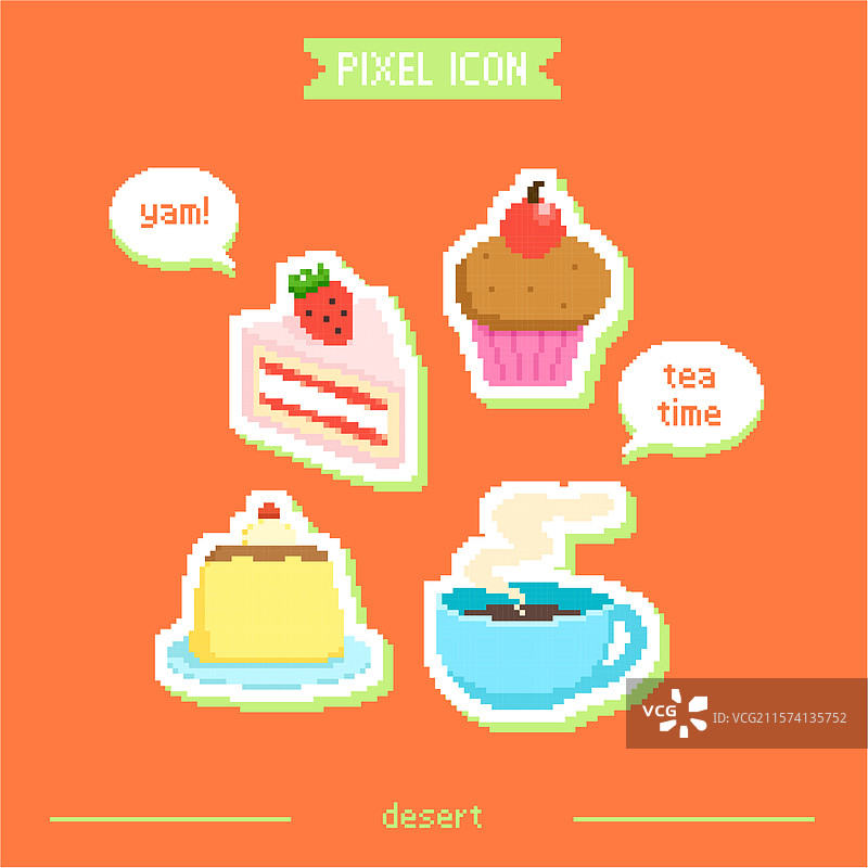 矢量图标集，贴纸，像素艺术图片素材