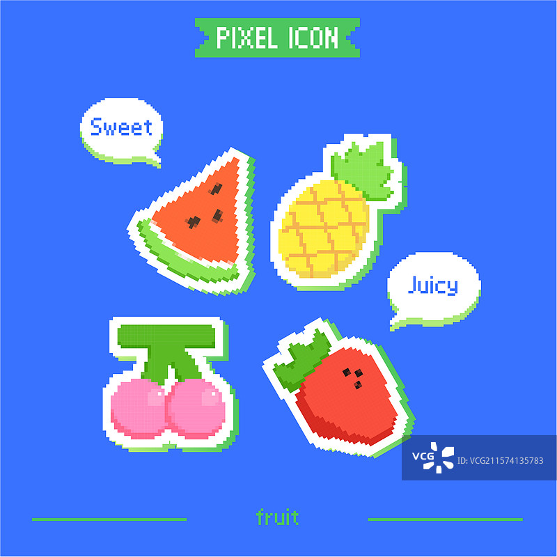 矢量图标集，贴纸，像素艺术图片素材