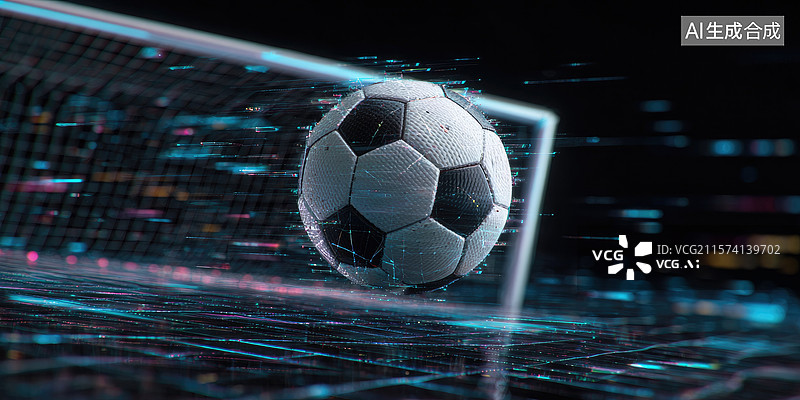 【AI数字艺术】赛博朋克故障风足球进球奥林匹克精神与体育健身全民运动8位像素艺术结合3D体素风格复古游戏爆炸效果射门图片素材