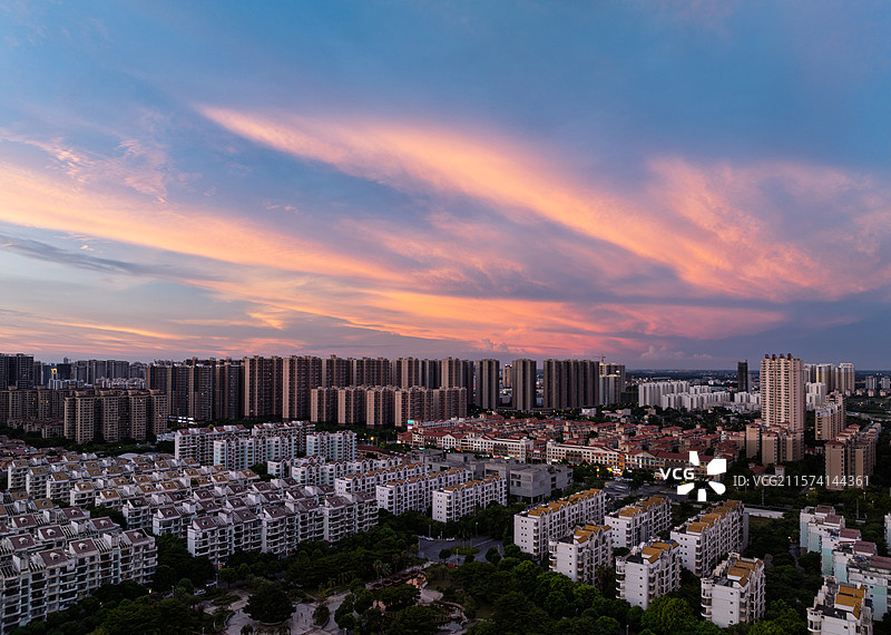 广西北海日落晚霞风光银海区图片素材