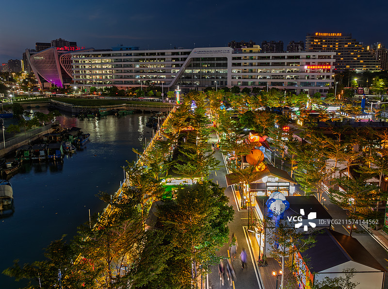 广西北海侨港夜市风光图片素材