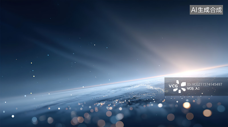 【AI数字艺术】太空视角发光地球科技风插画图片素材