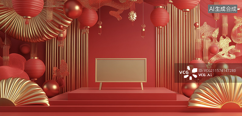 【AI数字艺术】春节喜庆装饰场景图片素材