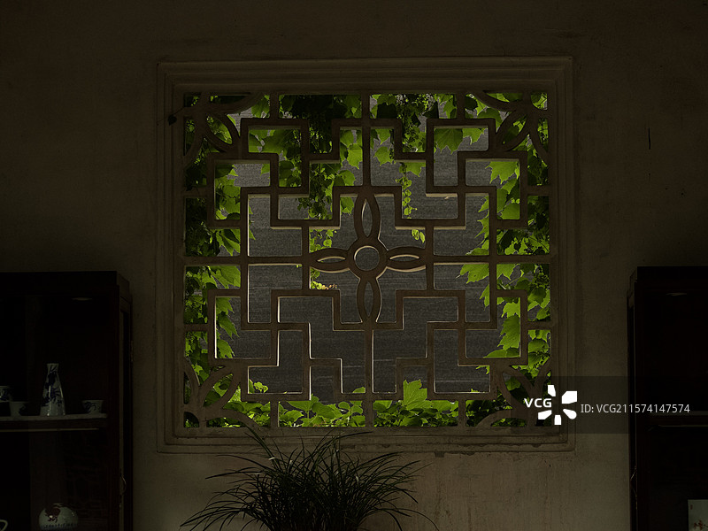 园林的窗景图片素材