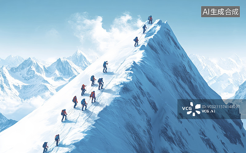 【AI数字艺术】雪山之巅勇者行图片素材