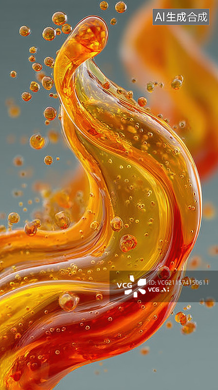 【AI数字艺术】流动的色彩与气泡图片素材