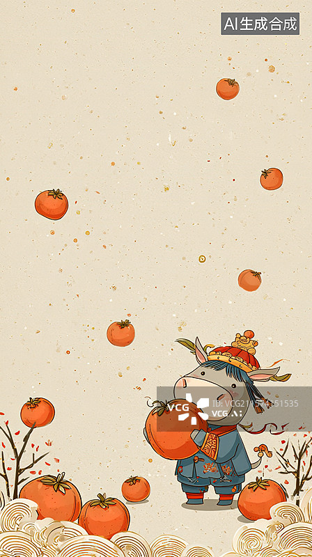 【AI数字艺术】柿柿如意——马年生肖喜庆壁纸图片素材