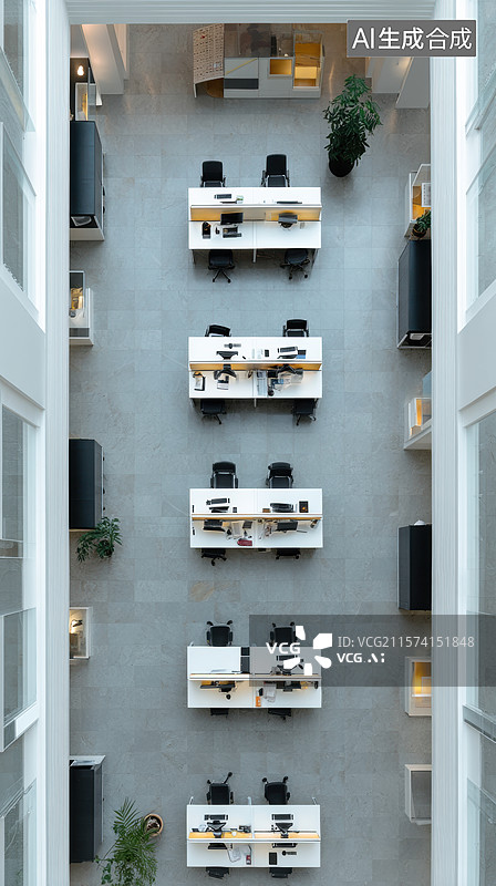 【AI数字艺术】现代办公室的垂直工作区布局图片素材