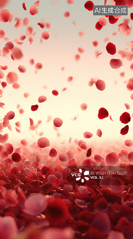 【AI数字艺术】花瓣雨落，浪漫满溢图片素材