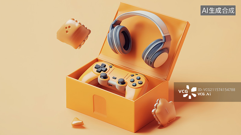 【AI数字艺术】盒装游戏手柄套装图片素材