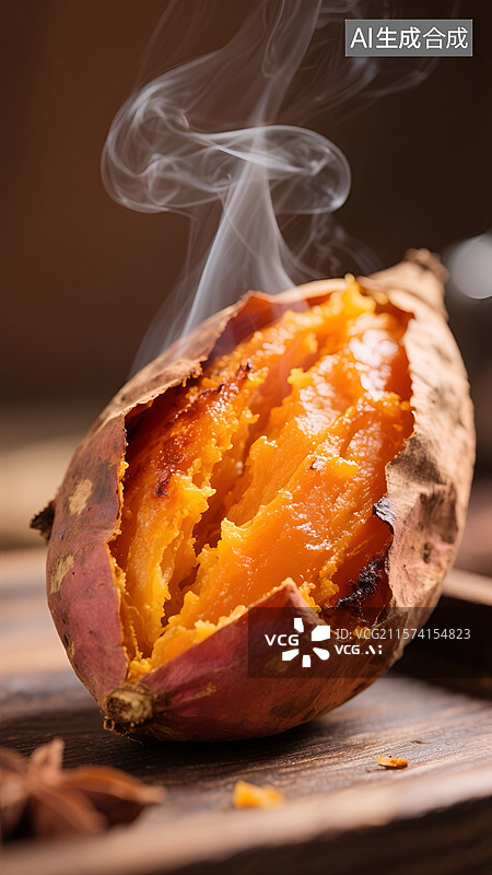 【AI数字艺术】烤至流蜜的红薯特写图片素材
