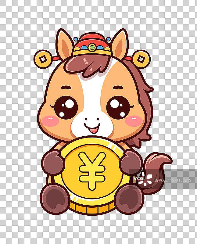 马年有钱可爱卡通插画图片素材