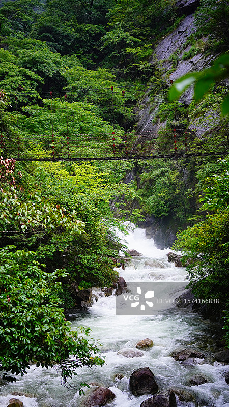 雨季的卧龙谷瀑布图片素材