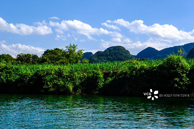 中国广西壮族自治区崇左市大新县洞那屿湾国家4A级景区，大新县黑水河国家湿地公园，中国南方喀斯特，图片素材