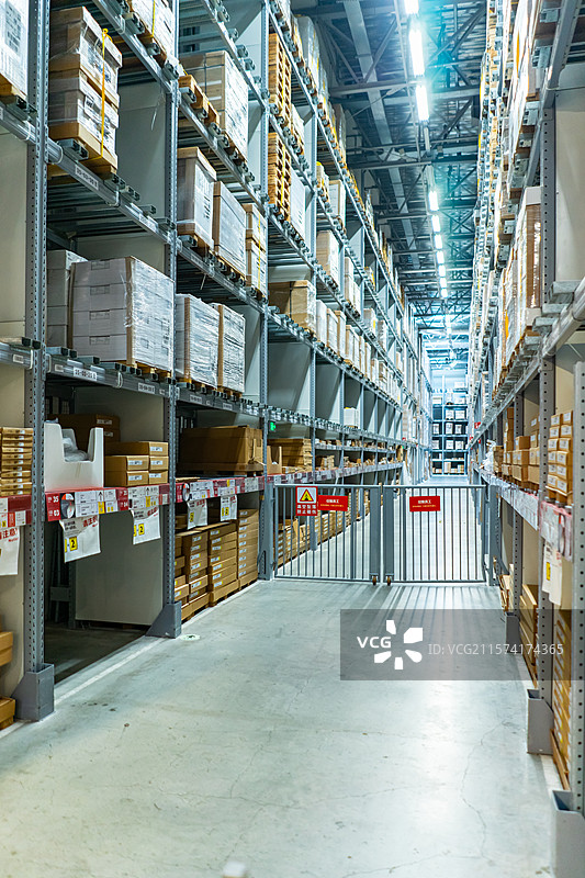 中国生活用品拍摄主题，工厂货架上面摆放着生活用品，室内无人图像摄影图片素材