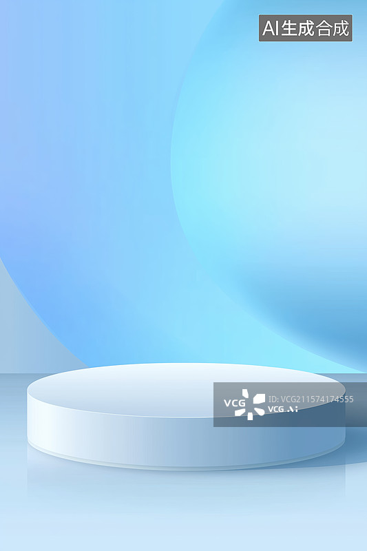 【AI数字艺术】蓝色背景下的圆形平台图片素材