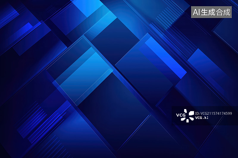 【AI数字艺术】蓝色方块抽象背景图片素材