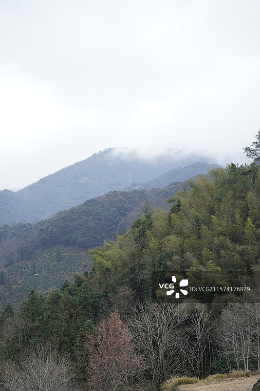 牯牛降景区背靠天空的山脉风景图片素材