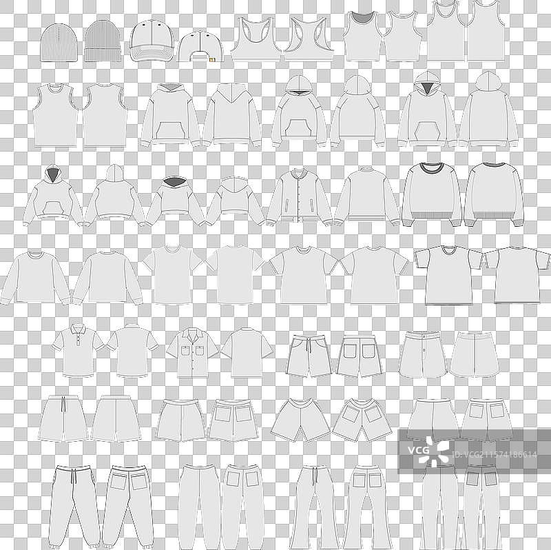 男士T恤和短裤的空白服装样机捆绑包图片素材